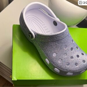 CROCS Kids Sparkly Silver Clogs
